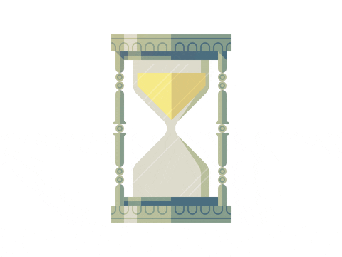 Animation of sands going through an hourglass, depicting the passage of time.